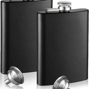 2-pack black stainless steel drink flasks